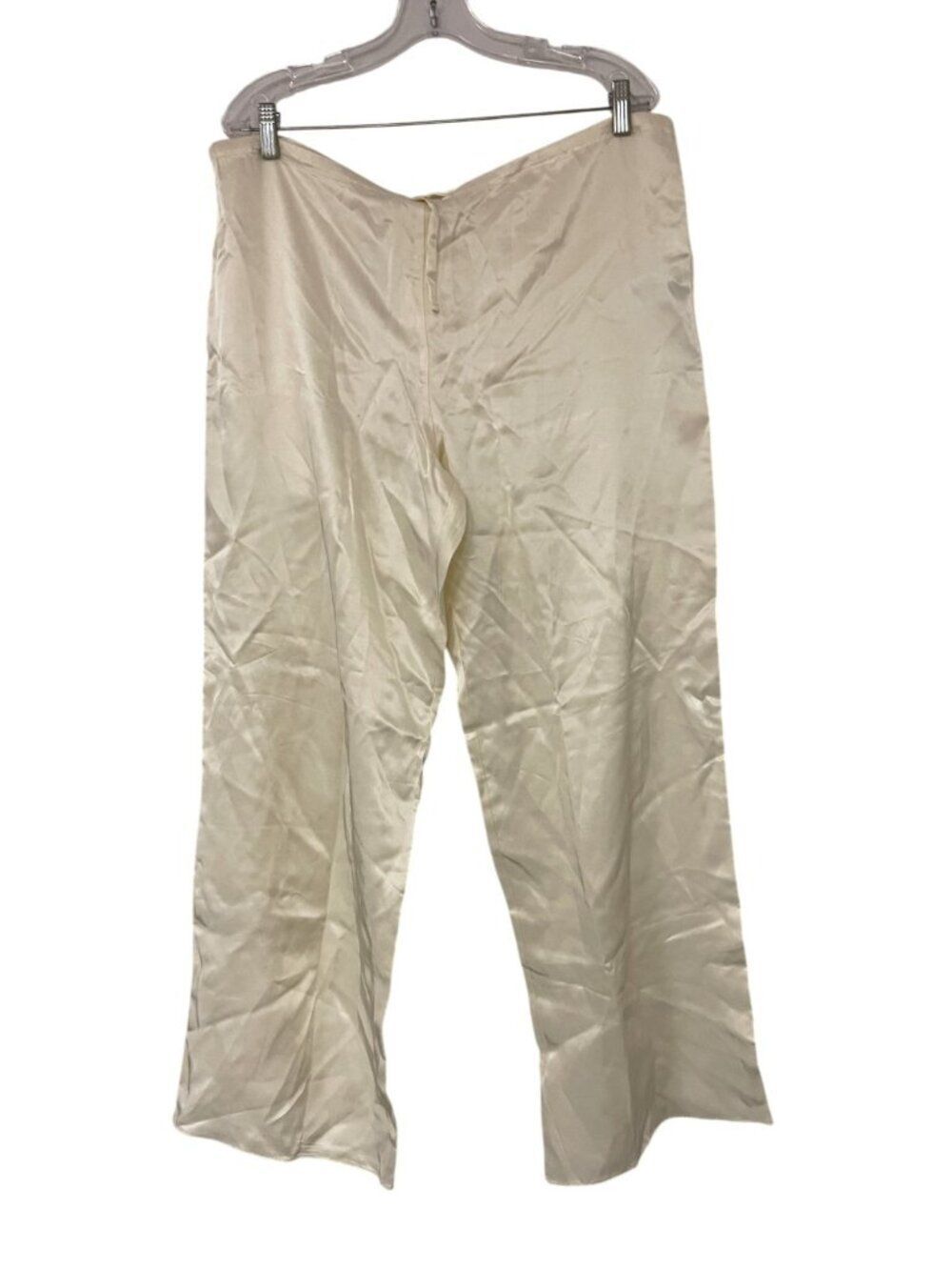 Zara Home Womens Pajama Pants M Medium Ivory Satin Wide Leg 8190/122 NWT